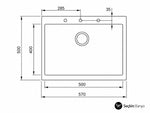 SQUARE 50*40 TEK GÖZ GRANİT EVYE GRİ (115230006) - Küçük resim 3