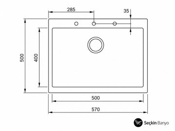 SQUARE 50*40 TEK GÖZ GRANİT EVYE GRİ (115230006)