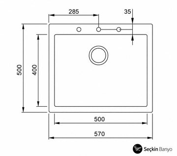 SQUARE 50*40 TEK GÖZ GRANİT EVYE KREM (115230008)