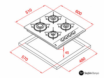 GBE 64002 60cm CAM OCAK SİYAH (112580050)
