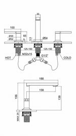 NEWARC BOLD 3 DELİKLİ LAVABO BATARYASI - MAT ALTIN - Küçük resim 3
