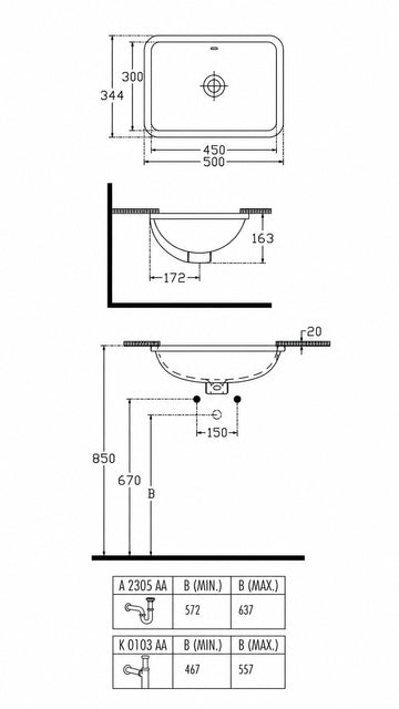 IDEAL STRADA TEZGAH ALTI LAVABO BEYAZ
