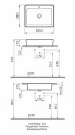NUO DİKDÖRTGEN TEZGAHALTI LAVABO, 60CM (7434B003-1082) - Küçük resim 2