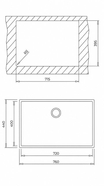 TEKA SQUARE TEZGAH ALTI GRANİT EVYE SİYAH 76X44