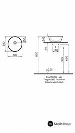 GEO YUVARLAK ÇANAK LAVABO 38 CM BEYAZ (7421B003-0016) - Küçük resim 4