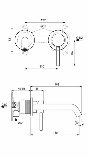 IDEAL CERALİNE ANKASTRE LAVABO BATARYASI-SİYAH-KIT2