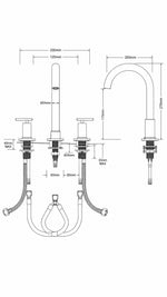 NEWARC NEWART 3 DELİKLİ LAVABO BATARYASI-SİYAH - Küçük resim 2