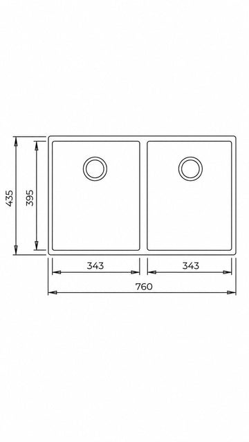 SQUARE ÇİFT GÖZLÜ TEZGAH ALTI GRANİT 76X43,5  EVYE GRİ (115260025)