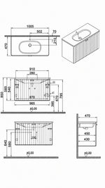 ROOT GROOVE LAVABO DOLABI KAPAKLI 100 CM GRİ (69312) - Küçük resim 2