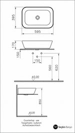 GEO DİKDÖRTGEN ÇANAK LAVABO 60 CM MAT KUM BEJİ (7425B022-0016) - Küçük resim 3