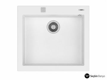  SQUARE 55*48 TEK GÖZ GRANİT EVYE BEYAZ (115230009)