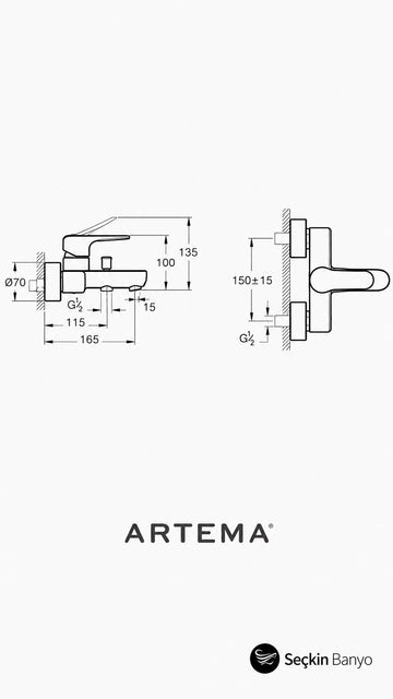 ARTEMA BANYO ROBOT DUŞ SETİ SİYAH (A4579836+A4272536)