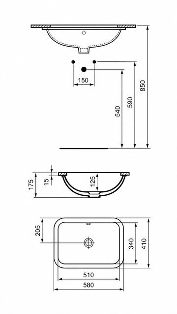 CONNECT TEZGAHALTI DİKDÖRTGEN LAVABO 