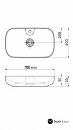 PREMIUM CLASS TEZGAH ÜSTÜ LAVABO 70*40 CM BEYAZ (ESV-16270) - Küçük resim 5