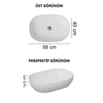 OVAL QUTLİNE ÇANAK LAVABO 60 CM PARLAK BEYAZ (5995B403-0016) - Küçük resim 3