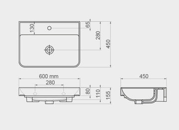 ETEJERLİ LAVABO ZEN 45*60 ESV-3060