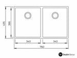 SQUARE ÇİFT GÖZLÜ TEZGAH ALTI GRANİT 76X43,5  EVYE GRİ (115260025) - Küçük resim 4