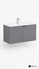 ROOT GROOVE LAVABO DOLABI KAPAKLI 100 CM GRİ (69312) - Küçük resim 1