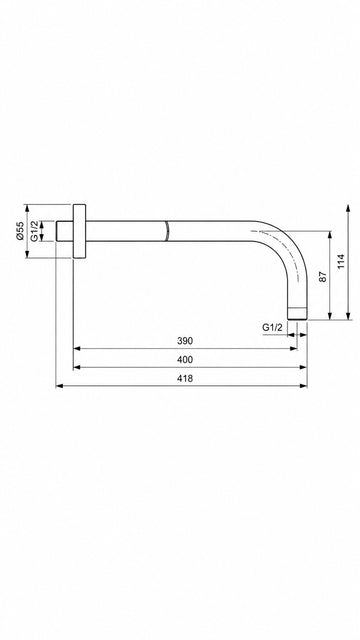 IDEAL IDEALRAİN DUVARDAN DUŞ KOLU 40CM-SİYAH