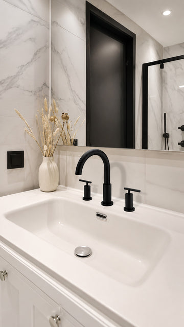 NEWARC NEWART 3 DELİKLİ LAVABO BATARYASI-SİYAH