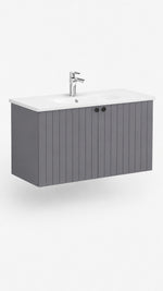 ROOT GROOVE LAVABO DOLABI KAPAKLI 100 CM GRİ (69312) - Küçük resim 1