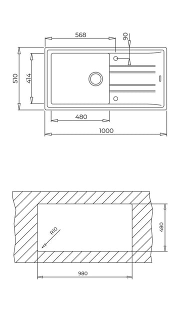 TEKA STONE TEK GÖZ GRANİT EVYE TOPAS BEJ 100X50