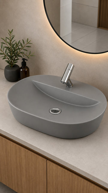 TEZGAH ÜSTÜ LAVABO 60*45 CM ELEGANCE  MAT GRİ ESV-4360-2041