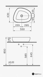 OUTLINE ASİMETRİK ÇANAK LAVABO, 56 CM (5991B403-0016) - Küçük resim 4