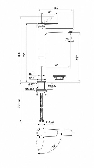 IDEAL CERAFİNE O NUOVO YÜKSEK LAVABO BAT.-KROM -BL
