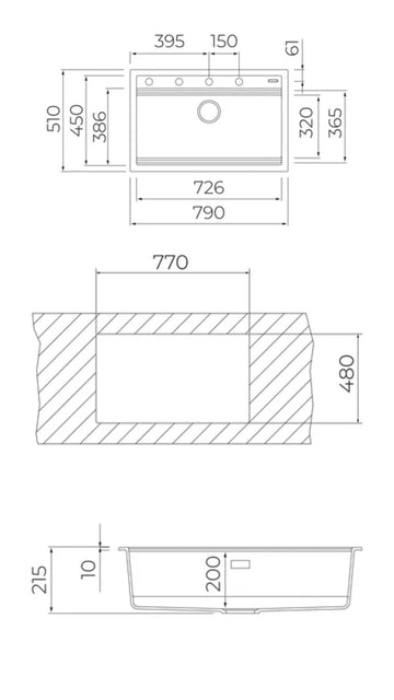 TEKA NOVA MULTİLEVEL GRANİT EVYE SİYAH 79X50 TEK G