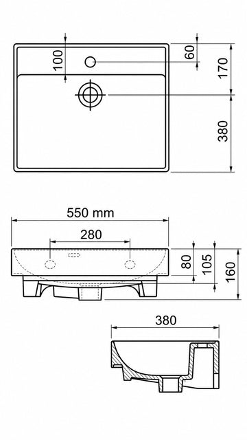 PARLA ETEJERLİ LAVABO 38*55 CM BEYAZ  (9955)
