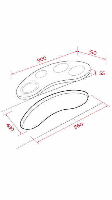 TEKA 4 GÖZLÜ TASARIM KRİSTAL 90cm OCAK - SİYAH