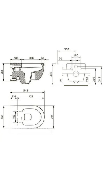 BOCCHI V-TONDO RIMLESS ASMA KLOZET KAPAK DAHİL - MAT  BETON