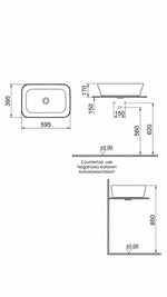 GEO DİKDÖRTGEN ÇANAK LAVABO 60 CM BEYAZ (7425B003-0016) - Küçük resim 3
