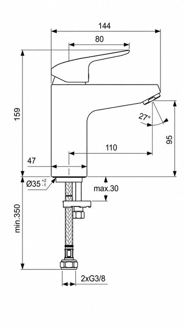 CERAFLEX GRANDE LAVABO BATARYASI KROM (B1714AA)