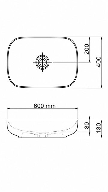 PREMIUM TEZGAH ÜSTÜ LAVABO 60*40 CM BEYAZ (6260)