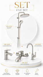 VALTEMO VALENTINI + BIGART 4'LÜ LAVABO, BANYO, EVİYE VE ROBOT DUŞ SETİ - FIRÇALI NİKEL - Küçük resim 1
