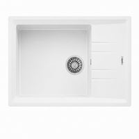 STONE 76*48 TEK GÖZ DAMLALIKLI GRANİT EVYE BEYAZ (115330033)