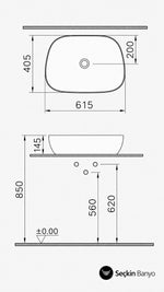 OUTLİNE  TV ÇANAK LAVABO CLEAN 63 CM  PARLAK BEYAZ (5993B403-0016) - Küçük resim 5