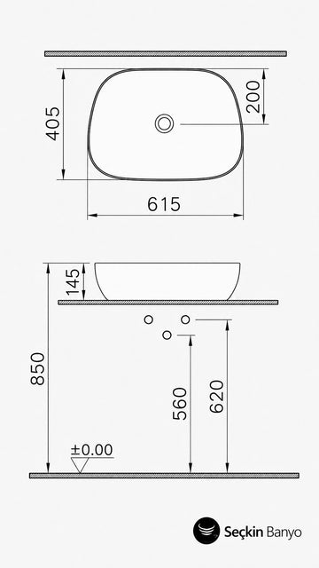 OUTLİNE  TV ÇANAK LAVABO CLEAN 63 CM  PARLAK BEYAZ (5993B403-0016)