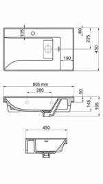 QUATTRO ETEJERLİ LAVABO 80 CM BEYAZ (8080) - Küçük resim 3