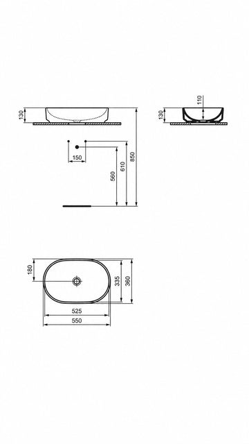 TEZGAH ÜSTÜ OVAL ÇANAK LAVABO