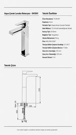 NEWARC AQUA ÇANAK TİPİ LAVABO BATARYASI - KROM - Küçük resim 2