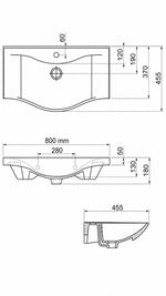 BASIC ETEJERLİ LAVABO 80 CM BEYAZ (7080) - Küçük resim 3