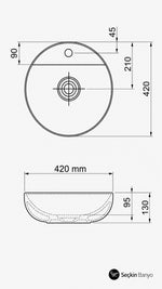 TEZGAH ÜSTÜ LAVABO 42 CM VISION CLASS MAT GRİ LAPİ - Küçük resim 3