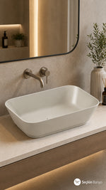 GEO DİKDÖRTGEN ÇANAK LAVABO 60 CM MAT KUM BEJİ (7425B022-0016) - Küçük resim 2
