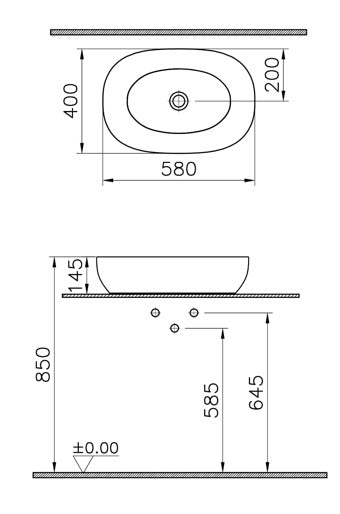 OVAL QUTLİNE ÇANAK LAVABO 60 CM PARLAK BEYAZ (5995B403-0016)