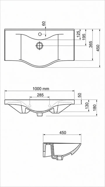 BASIC ETEJERLİ LAVABO 100 CM BEYAZ  (7100)